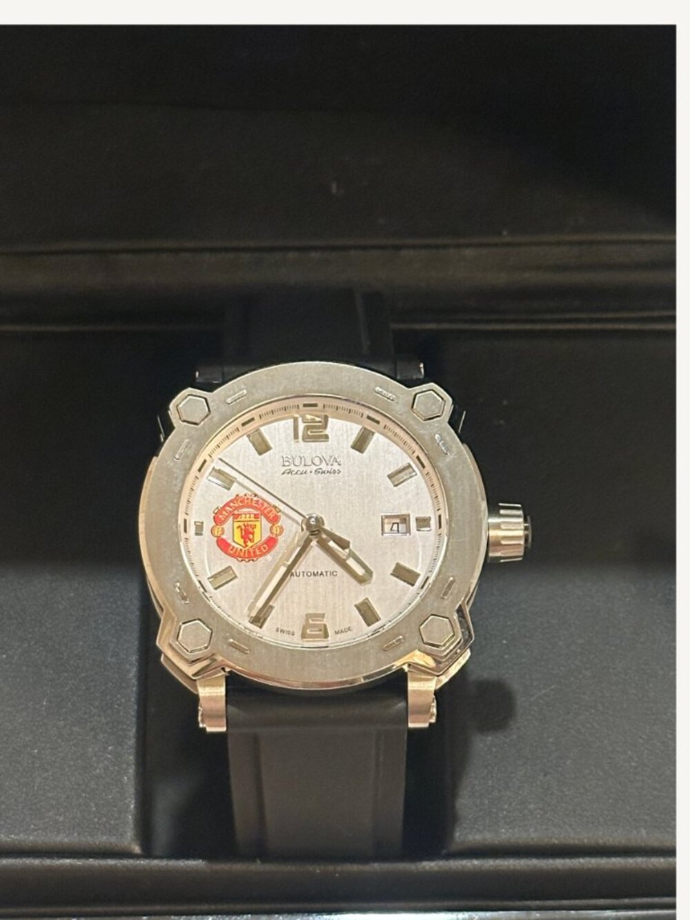 Bulova Accu•Swiss Manchester United Percheron Watch 63B195 FULL SET